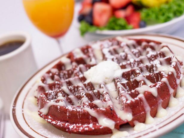 Johnny D's Waffles and Bakery signature dishes Red Velvet Waffle
Country Fried Steak
Pork Belly Benedict